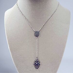 Retired James Avery Lariat Fleur-De-Lis Cross Reversible Necklace | Sterling 925